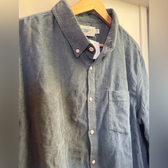 NWT Wellen Teal Corduroy Button Down Shirt. 100% Cotton. Size XL. Slim Fit. - Picture 2 of 9